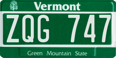 VT license plate ZQG747