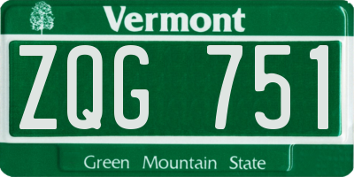 VT license plate ZQG751