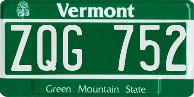 VT license plate ZQG752