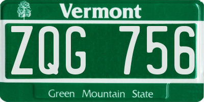 VT license plate ZQG756
