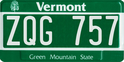 VT license plate ZQG757