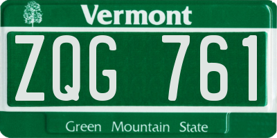 VT license plate ZQG761
