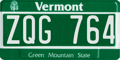 VT license plate ZQG764