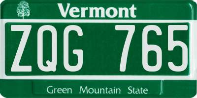 VT license plate ZQG765
