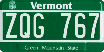 VT license plate ZQG767