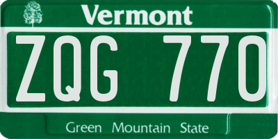 VT license plate ZQG770