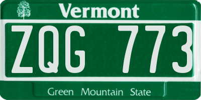 VT license plate ZQG773