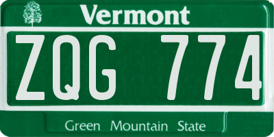VT license plate ZQG774