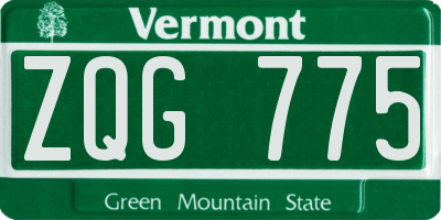 VT license plate ZQG775