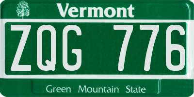 VT license plate ZQG776