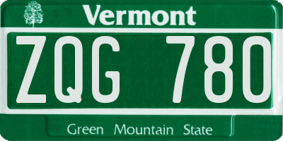 VT license plate ZQG780