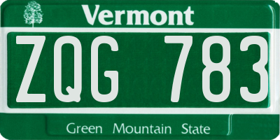 VT license plate ZQG783