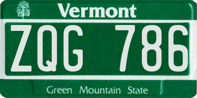 VT license plate ZQG786