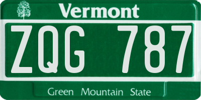 VT license plate ZQG787
