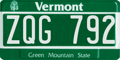 VT license plate ZQG792