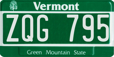VT license plate ZQG795