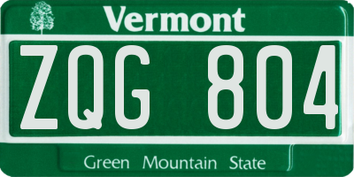 VT license plate ZQG804