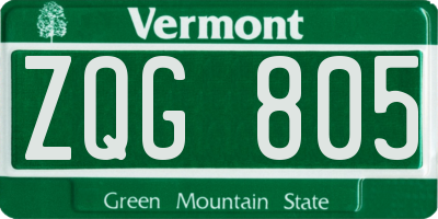 VT license plate ZQG805