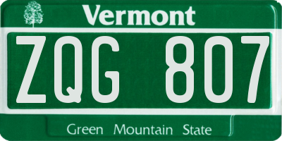 VT license plate ZQG807