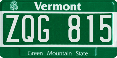 VT license plate ZQG815