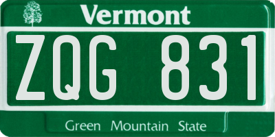 VT license plate ZQG831