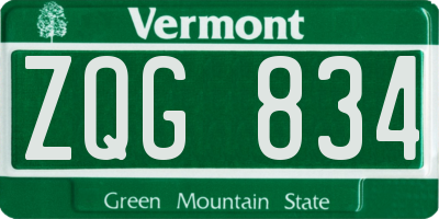 VT license plate ZQG834