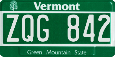 VT license plate ZQG842