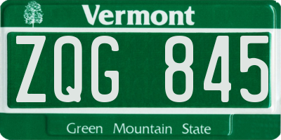 VT license plate ZQG845