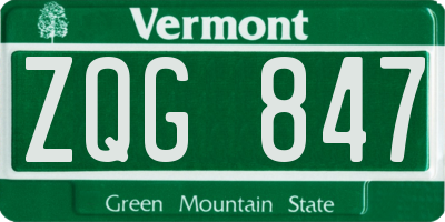 VT license plate ZQG847