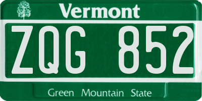 VT license plate ZQG852