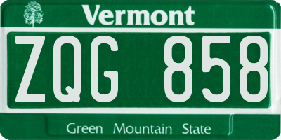 VT license plate ZQG858