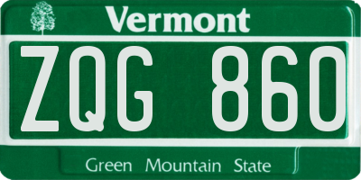 VT license plate ZQG860