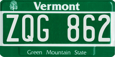 VT license plate ZQG862