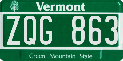 VT license plate ZQG863