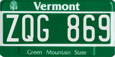 VT license plate ZQG869