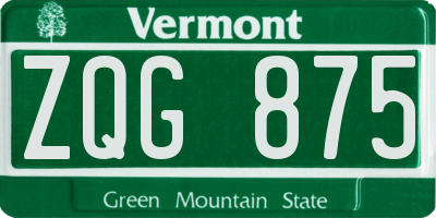VT license plate ZQG875