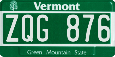 VT license plate ZQG876