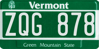 VT license plate ZQG878
