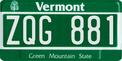 VT license plate ZQG881
