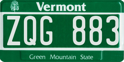 VT license plate ZQG883