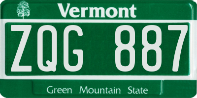 VT license plate ZQG887