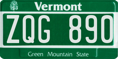 VT license plate ZQG890
