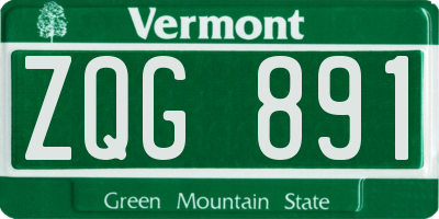 VT license plate ZQG891