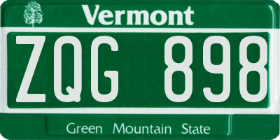 VT license plate ZQG898