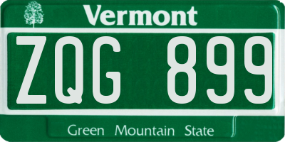 VT license plate ZQG899