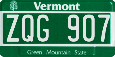 VT license plate ZQG907