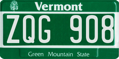 VT license plate ZQG908