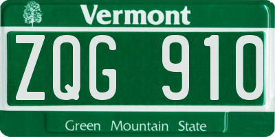 VT license plate ZQG910