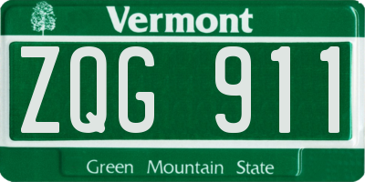 VT license plate ZQG911