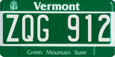 VT license plate ZQG912